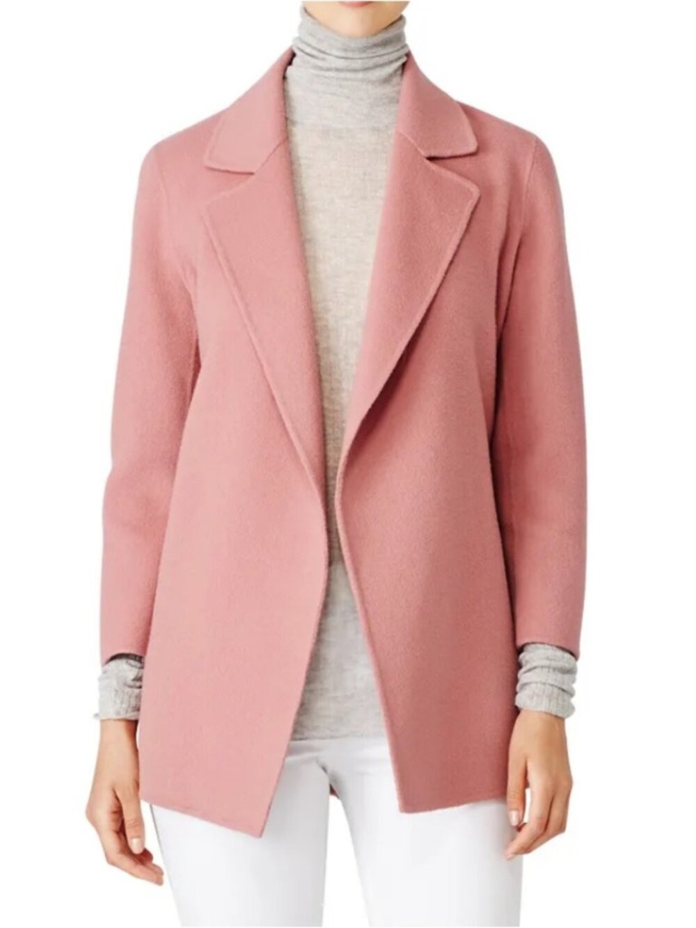 THEORY Sileena Womens M Coat Dark Rose Pink Winsome 2 Wool Cashmere
